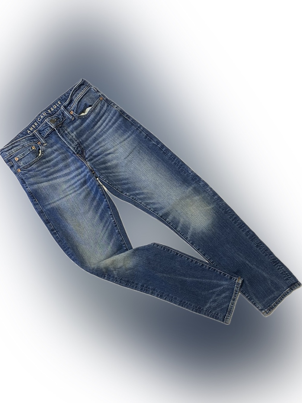 American Eagle Outfitters Men's Slim Straight Washed Blue Jeans